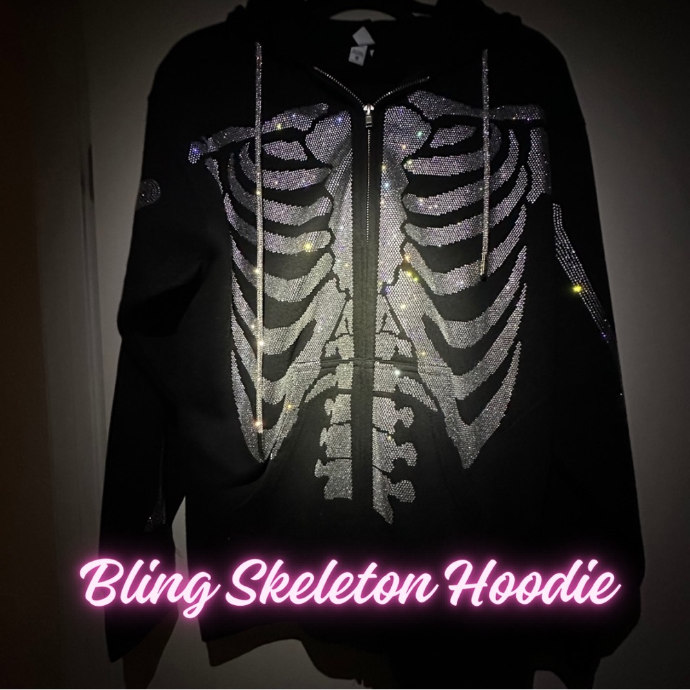 ☠️💎bling hoodie with bling drawstrings